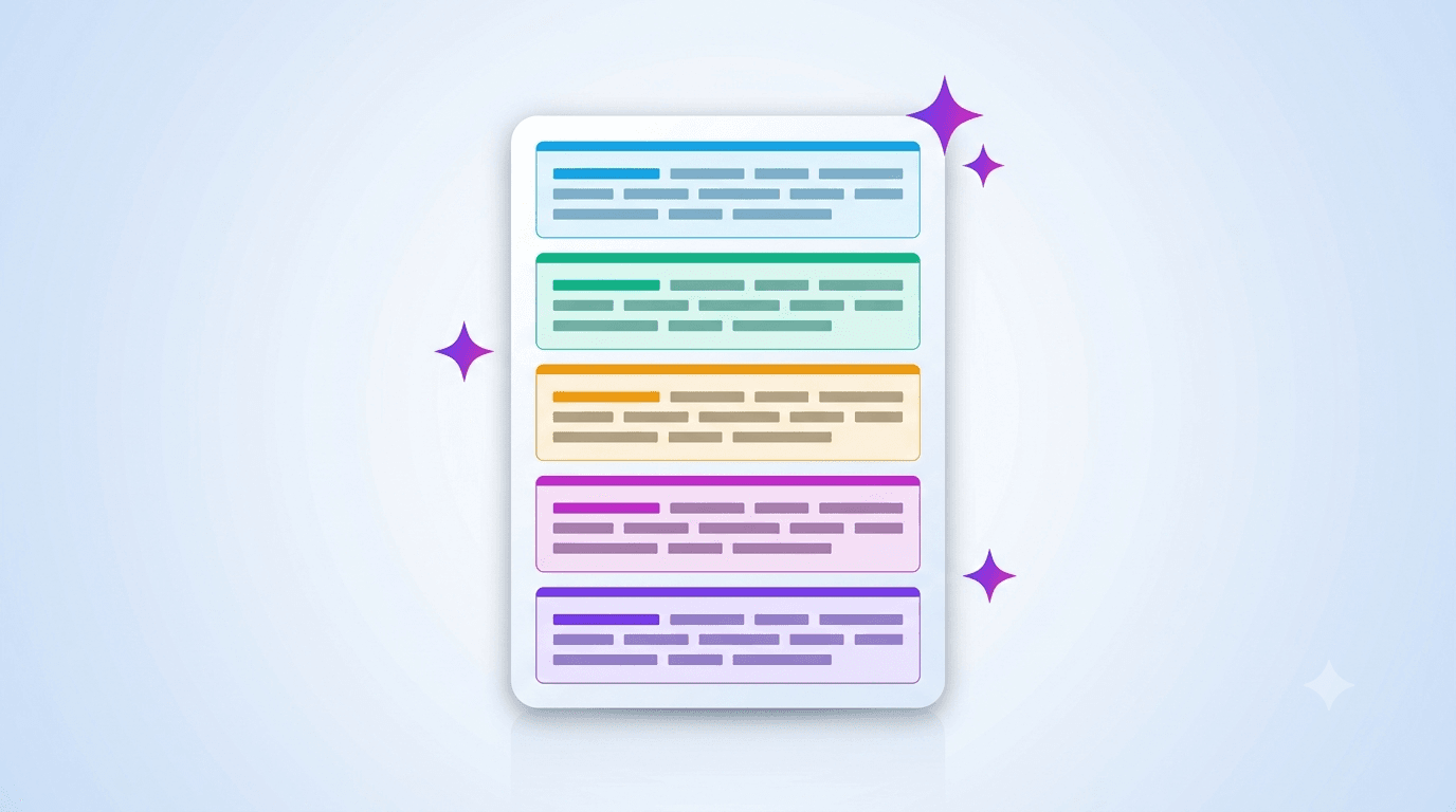 Abstract job description document with AI sparkle elements highlighting sections for role requirements and benefits